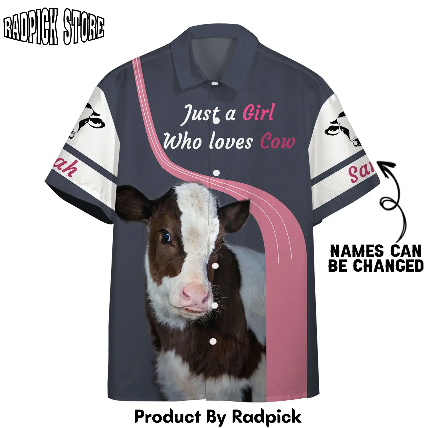 Radpick 3d girl loves cow custom name hawaii shirt rp292770